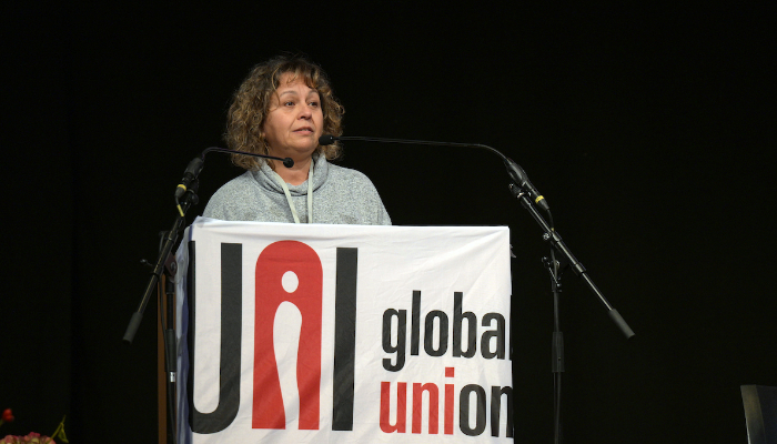 foto de Ángeles Rodríguez Bonillo de Servicios CCOO en la conferencia de UNI Europa Commerce