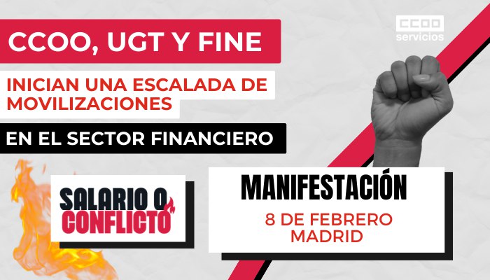 Cartel web difusión arranque de movilizaciones en el sector financiero