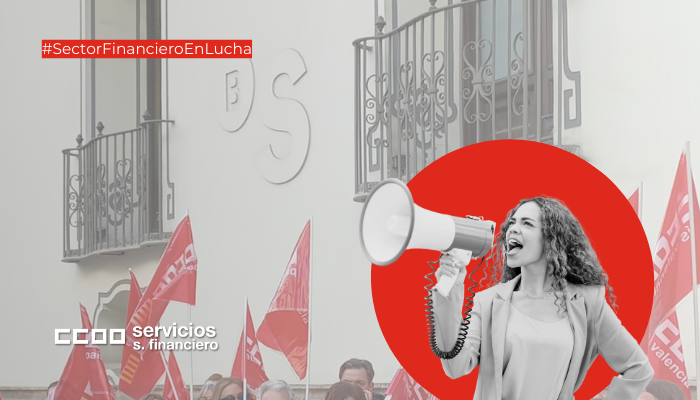 fondo imagen concentración en valencia de CCOO Banca en huelga