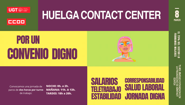 Convocatoria huelga contact center conjunta CCOO y UGT 