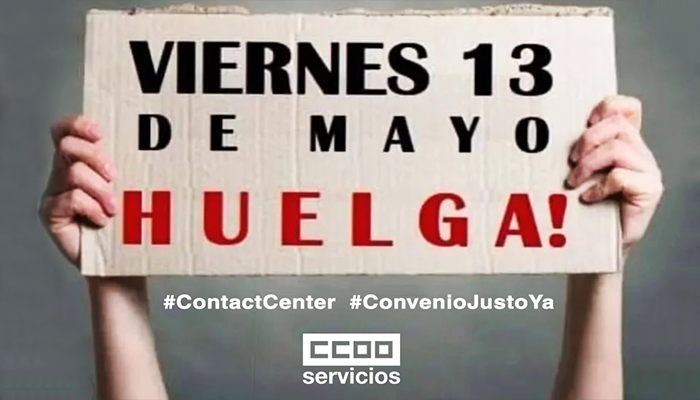 Cartel de la huelga de 24 horas en el sector de Contact Center