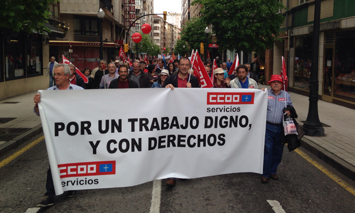 recorrido de la manifestación primero de mayo 2015 calles de gijon