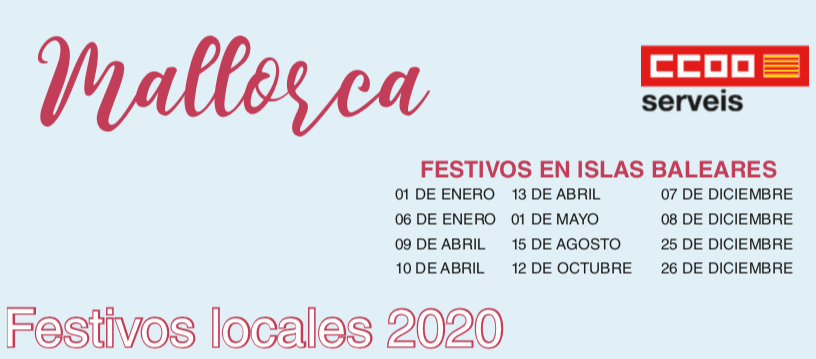 Calendario festivos laborales Islas Baleares