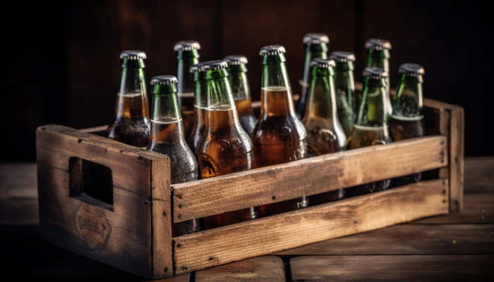 caja de madera con botellas de cervezas