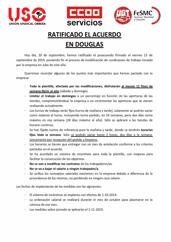 Comunicado Douglas