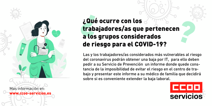 trabajadores y trabajadoras que pertenecen a los grupos considerados de riesgo para el COVID-19