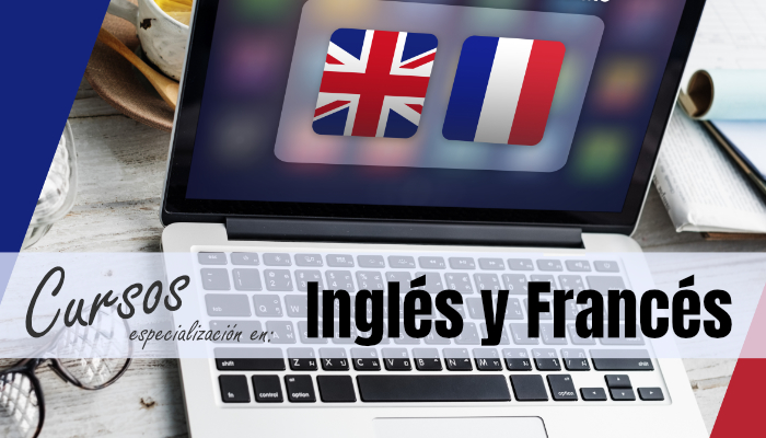 cartel anunciado cursos en inglés y francés
