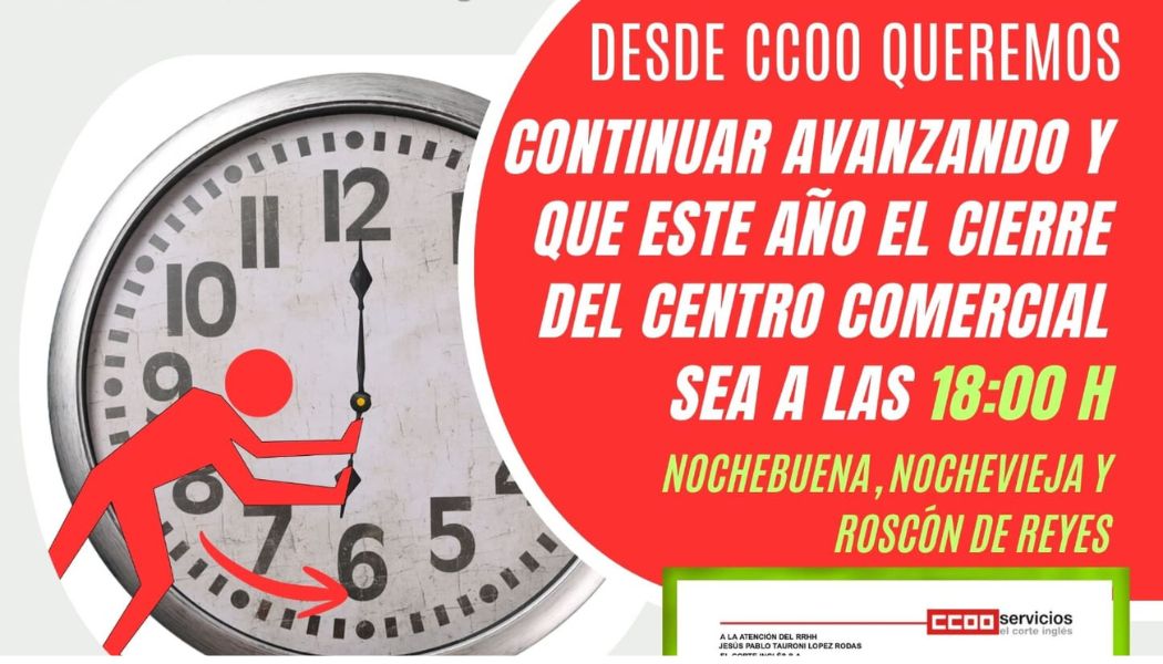 ADELANTO DEL CIERRE CENTROS COMERCIALES ECI Y LOGISTICOS NOCHEBUENA NOCHEVIEJA Y ROSCON 2026