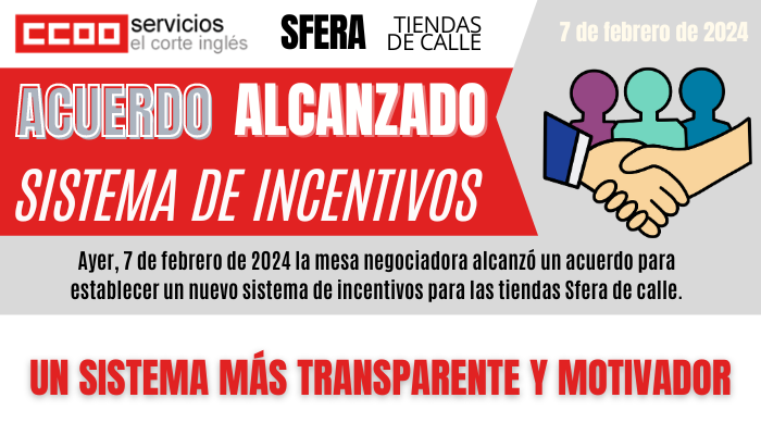 ACUERDO INCENTIVOS TIENDAS DE CALLE SFERA CONDICIONES LABORALES CCOO