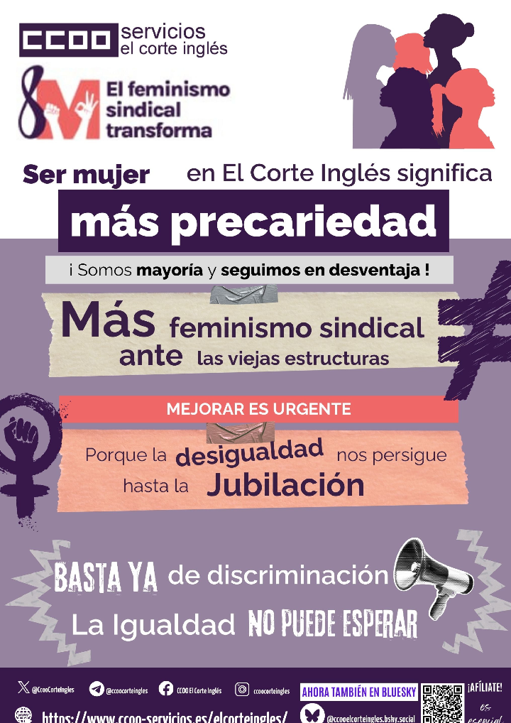 CCOO ECI COMISIONES OBRERAS EL CORTE INGLÉS MÁS FEMINISMO SINDICAL FRENTE A LAS VIEJAS ESTRUCTURAS