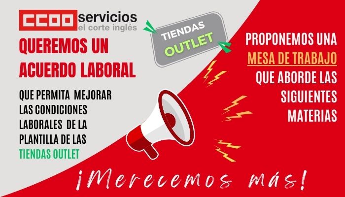 CCOO ECI TIENDAS OUTLET MESA DE NEGOCICIACIÓN CONDICIONES LABORALES OUTLET QUEREMOS UN ACUERDO LABORAL