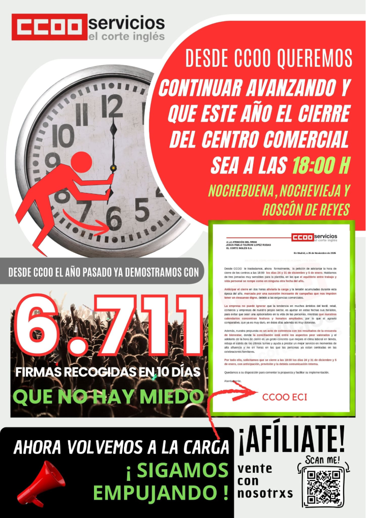 ADELANTO DEL CIERRE CENTROS COMERCIALES ECI Y LOGISTICOS NOCHEBUENA NOCHEVIEJA Y ROSCON 2026