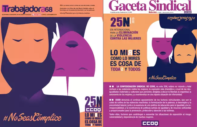 Gaceta Sindical y Revista trabajadora 25 N Contra violencia machista