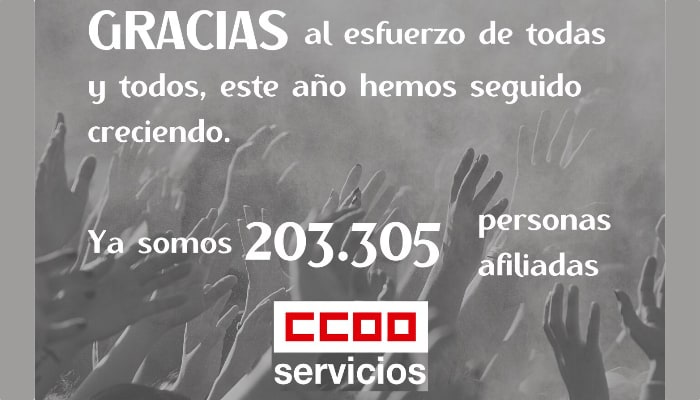 Aumenta la afilación a la Federación de Servicios de CCOO