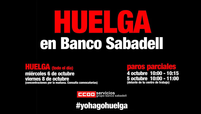 Paros parciales y huelga contra el ERE en Banco Sabadell