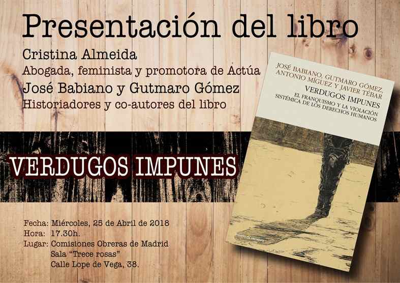 Verdugos impunes. presentacion libreo en CCOO