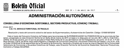 Boletin Oficial de Castellón. Convenio Supermercados Castellón