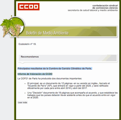 Boletin ecologico CCOO