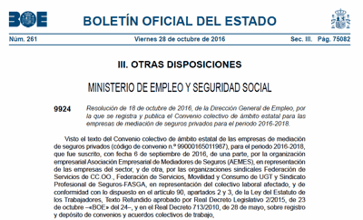 BOE Convenio colectivo mediación Seguros privados