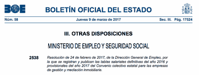 Tabla salarial inmobiliarias
