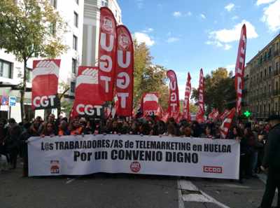 Manifestación Convenio contact center, negociacion.